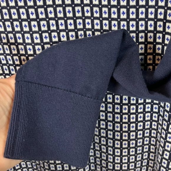 Lands' End Women's Cardigan Blue White Geometric Pattern L/T (14-16) 100% Supima - Picture 6 of 16